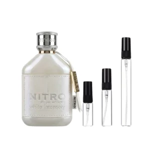 Decants Nitro White Intensely perfume en presentación elegante