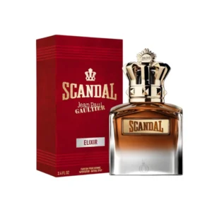 Perfume Scandal Elixir Parfum Jean Paul Gaultier con caja roja y botella elegante